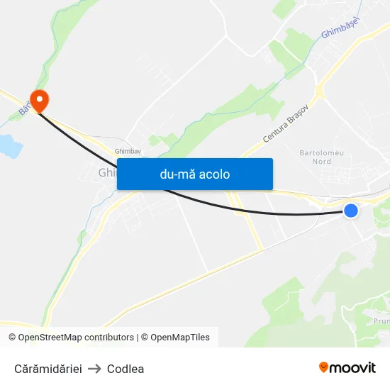 Harta de Cărămidăriei către Codlea