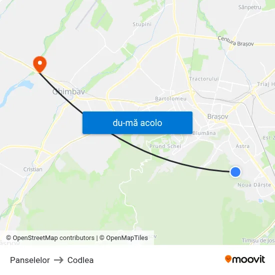 Harta de Panselelor către Codlea