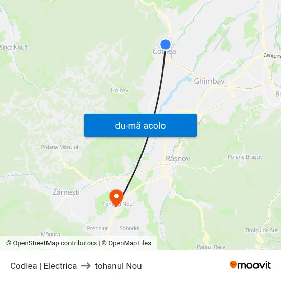 Harta de Codlea | Electrica către tohanul Nou