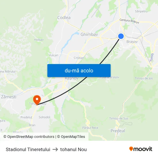 Harta de Stadionul Tineretului către tohanul Nou