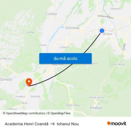 Harta de Academia Henri Coandă către tohanul Nou