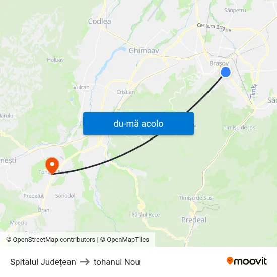Harta de Spitalul Județean către tohanul Nou
