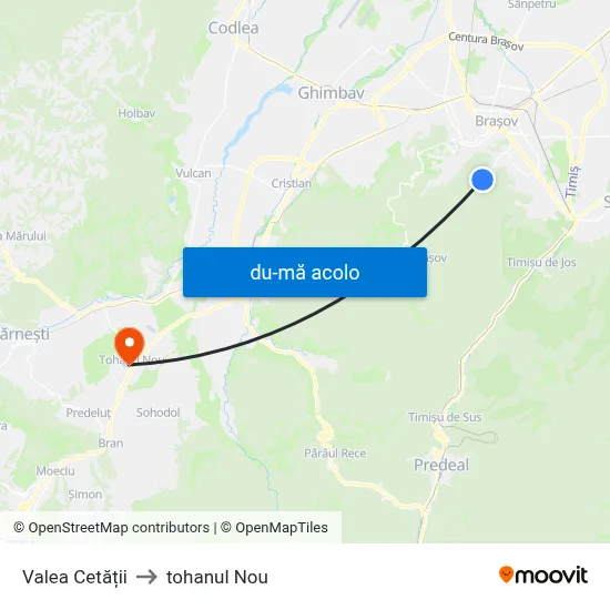 Harta de Valea Cetății către tohanul Nou