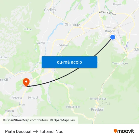 Harta de Piața Decebal către tohanul Nou