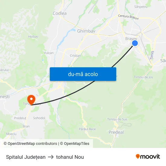 Harta de Spitalul Județean către tohanul Nou