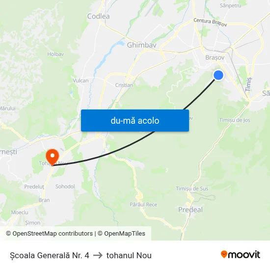 Harta de Școala Generală Nr. 4 către tohanul Nou