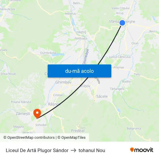 Harta de Liceul De Artă Plugor Sándor către tohanul Nou