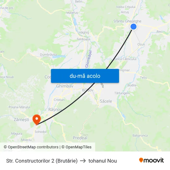 Harta de Str. Constructorilor 2 (Brutărie) către tohanul Nou