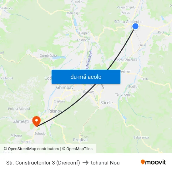 Harta de Str. Constructorilor 3 (Dreiconf) către tohanul Nou