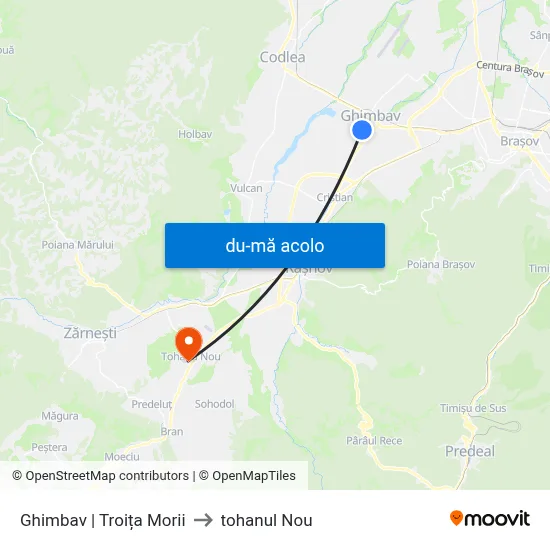 Harta de Ghimbav | Troița Morii către tohanul Nou