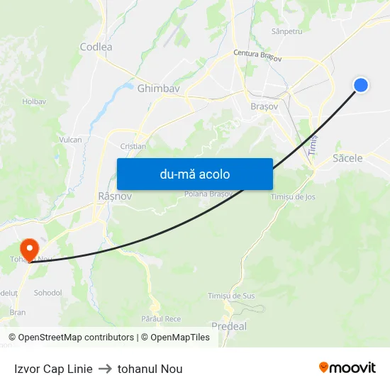 Harta de Izvor Cap Linie către tohanul Nou