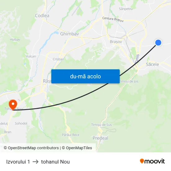 Harta de Izvorului 1 către tohanul Nou