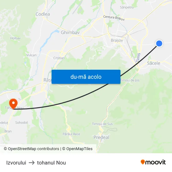 Harta de Izvorului către tohanul Nou