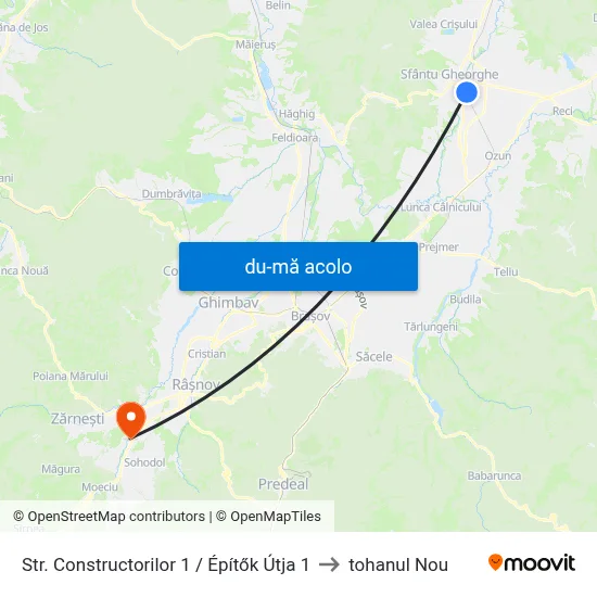 Harta de Str. Constructorilor 1 / Építők Útja 1 către tohanul Nou
