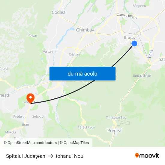 Harta de Spitalul Județean către tohanul Nou