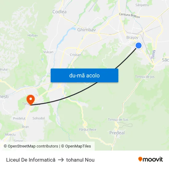 Harta de Liceul De Informatică către tohanul Nou