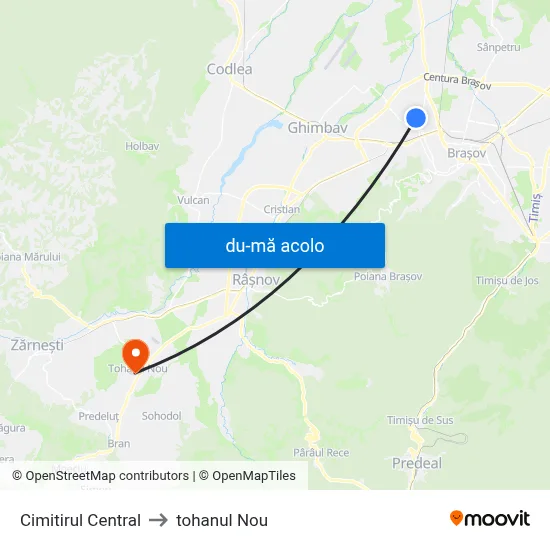 Harta de Cimitirul Central către tohanul Nou