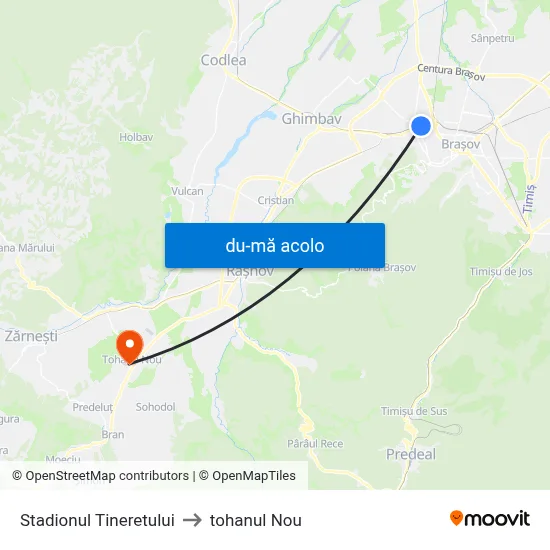 Harta de Stadionul Tineretului către tohanul Nou