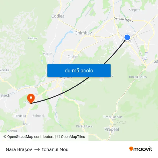 Harta de Gara Brașov către tohanul Nou