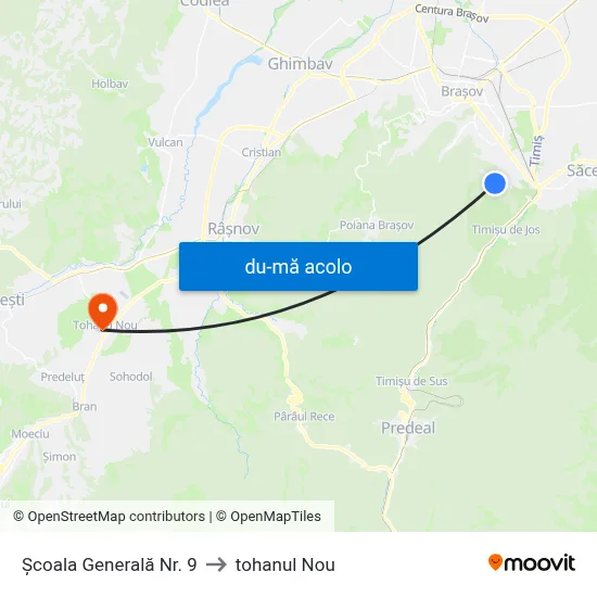 Harta de Școala Generală Nr. 9 către tohanul Nou