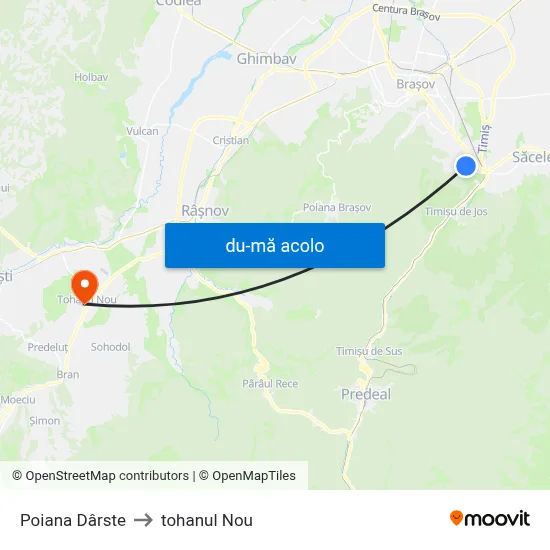 Harta de Poiana Dârste către tohanul Nou