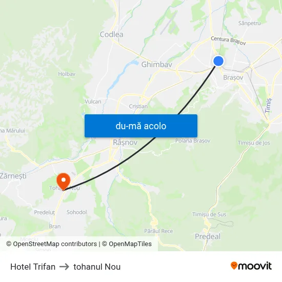Harta de Hotel Trifan către tohanul Nou