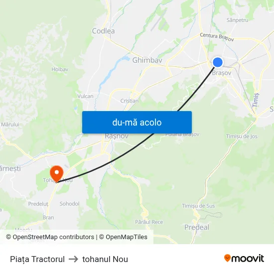 Harta de Piața Tractorul către tohanul Nou