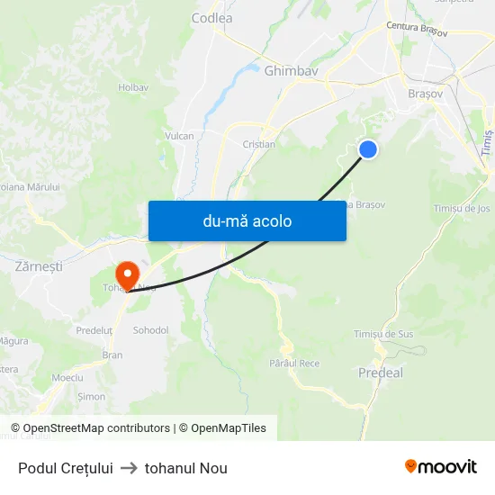 Harta de Podul Crețului către tohanul Nou