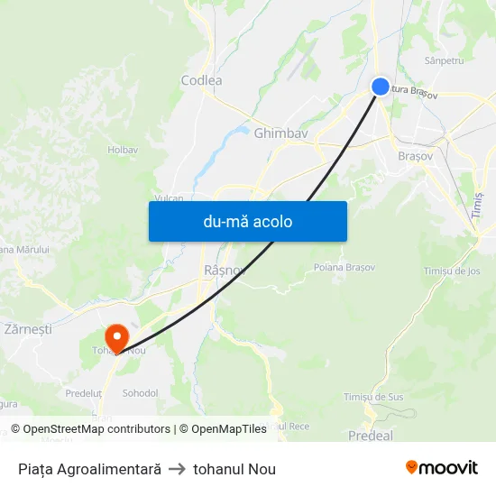 Harta de Piața Agroalimentară către tohanul Nou