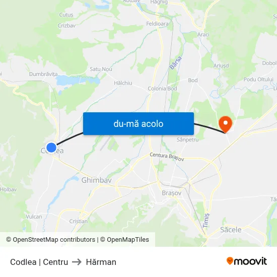 Harta de Codlea | Centru către Hărman