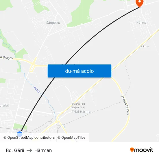 Harta de Bd. Gării către Hărman