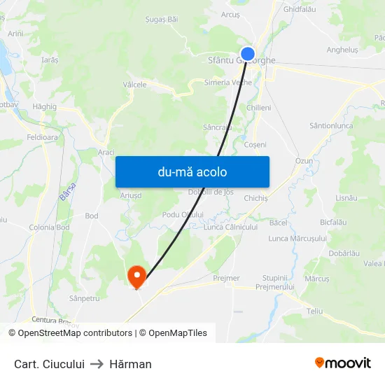 Harta de Cart. Ciucului către Hărman