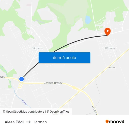 Harta de Aleea Păcii către Hărman