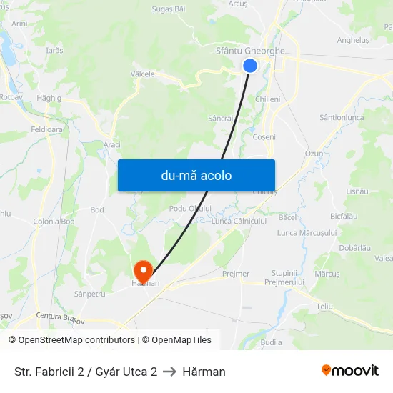 Harta de Str. Fabricii 2 / Gyár Utca 2 către Hărman