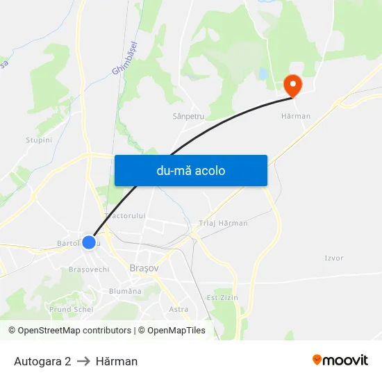Harta de Autogara 2 către Hărman