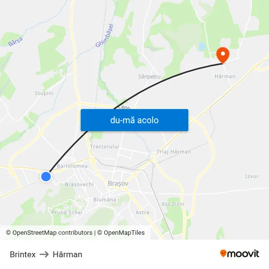 Harta de Brintex către Hărman