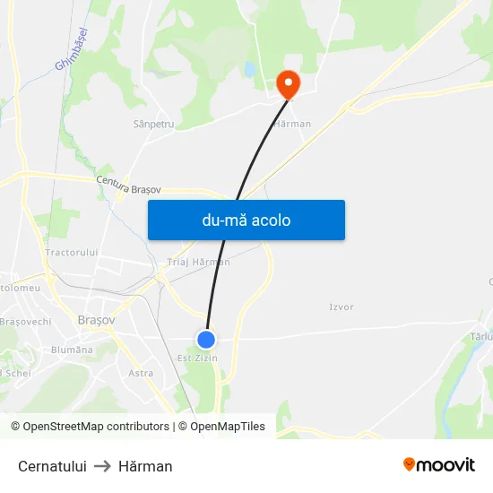 Harta de Cernatului către Hărman