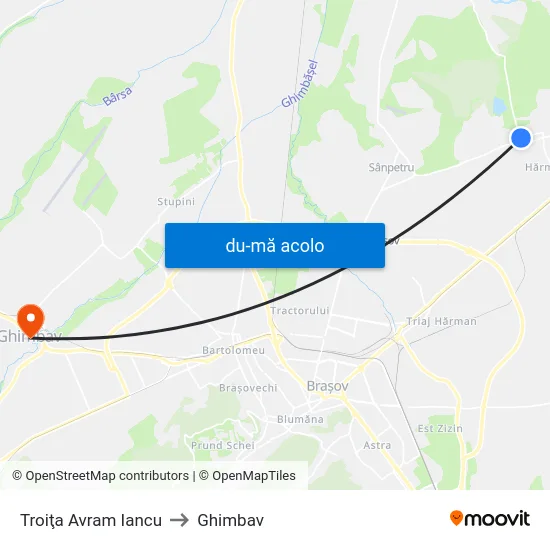 Harta de Troiţa Avram Iancu către Ghimbav