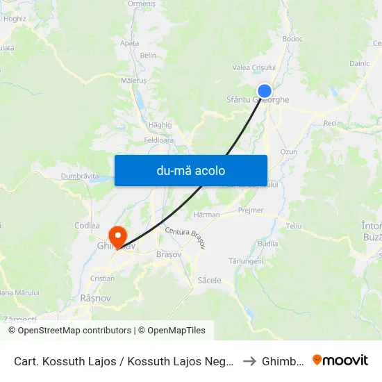 Harta de Cart. Kossuth Lajos / Kossuth Lajos Negyed către Ghimbav
