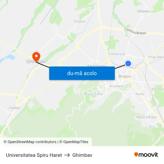 Harta de Universitatea Spiru Haret către Ghimbav