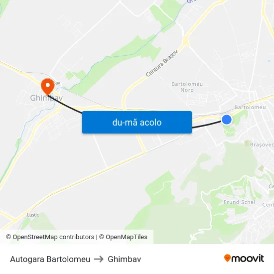 Harta de Autogara Bartolomeu către Ghimbav