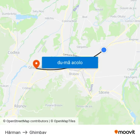 Harta de Hărman către Ghimbav