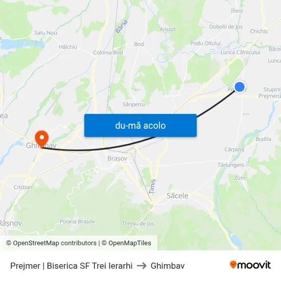 Harta de Prejmer | Biserica SF Trei Ierarhi către Ghimbav