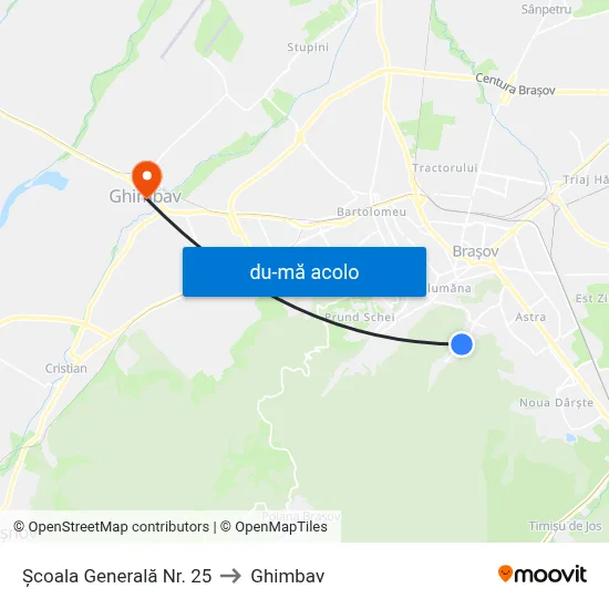 Harta de Școala Generală Nr. 25 către Ghimbav