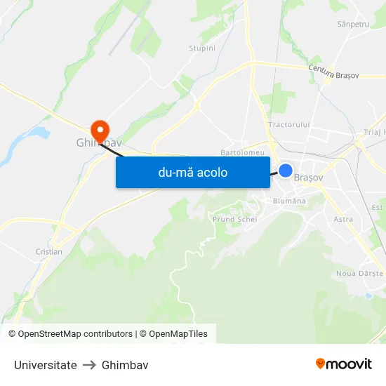 Harta de Universitate către Ghimbav