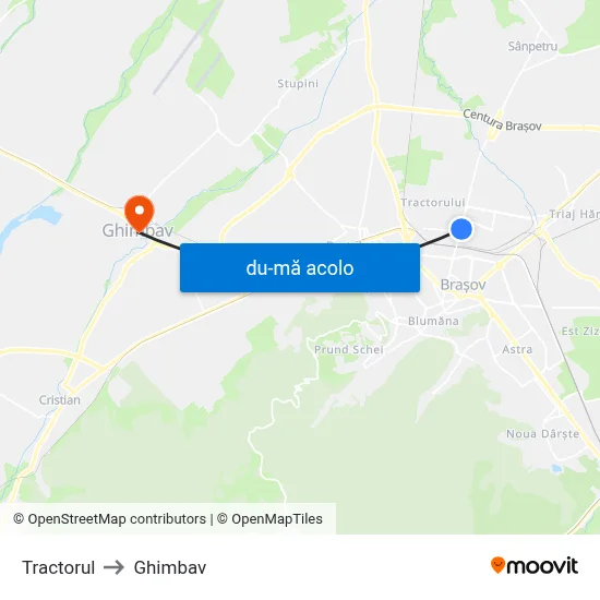 Harta de Tractorul către Ghimbav
