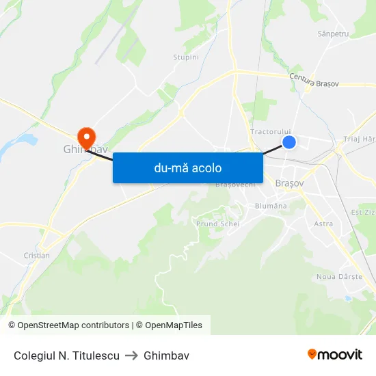 Harta de Colegiul N. Titulescu către Ghimbav