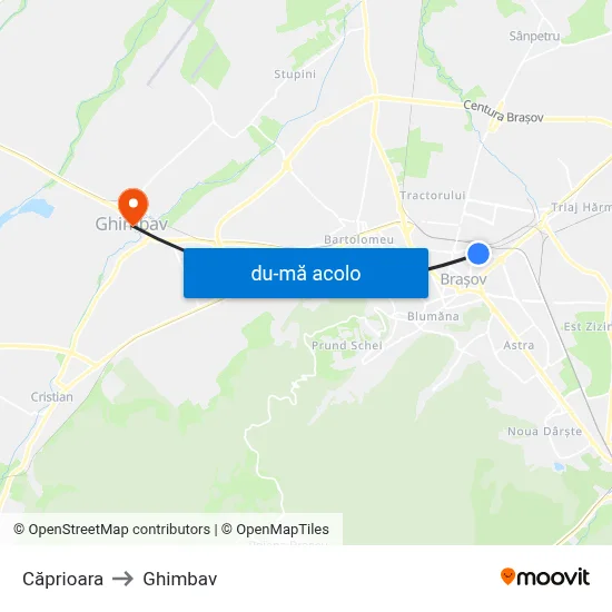 Harta de Căprioara către Ghimbav