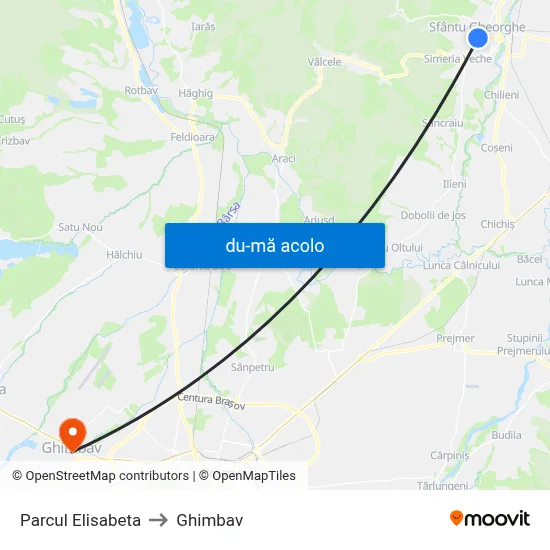 Harta de Parcul Elisabeta către Ghimbav