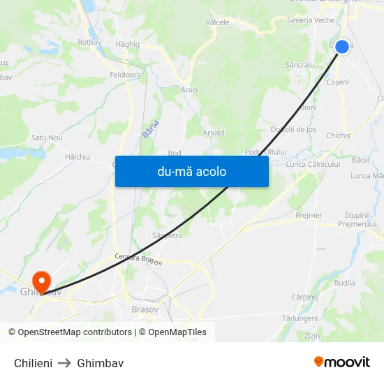 Harta de Chilieni către Ghimbav